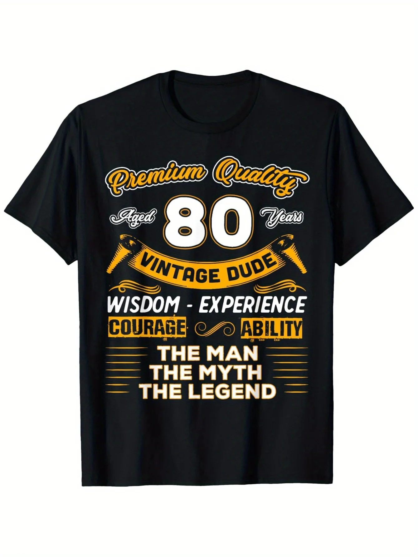 

80th Birthday Vintage Dude Graphic Tee Premium Quality Soft Cotton Crewneck T-Shirt Gift for Men