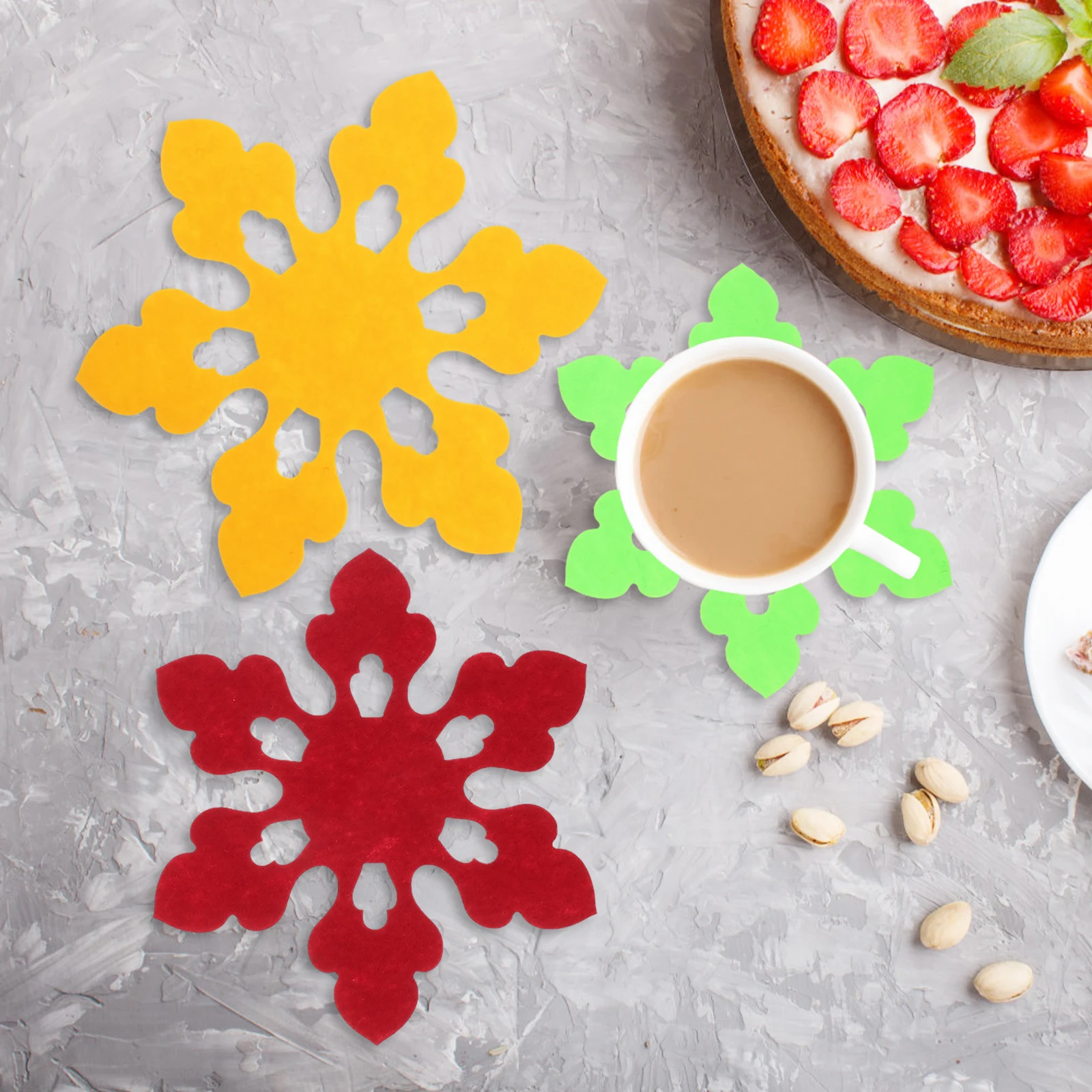 

6pcs Cup Coasters Placemat Set Flower Pot Mat Heat Resistant Fabric Drink Mats Multi-Functional Antislip Dish Pad Kitchen Table