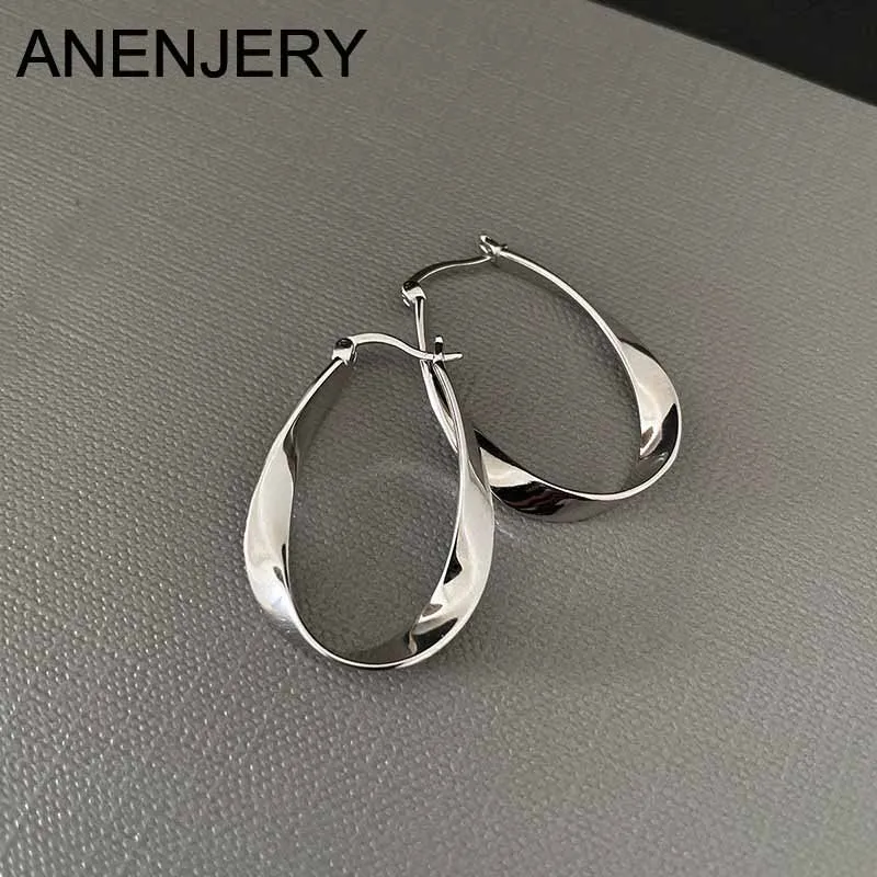 ANENJERY Geometric Twisted Hoop Earrings for Women Niche Design Party Jewelry Gifts