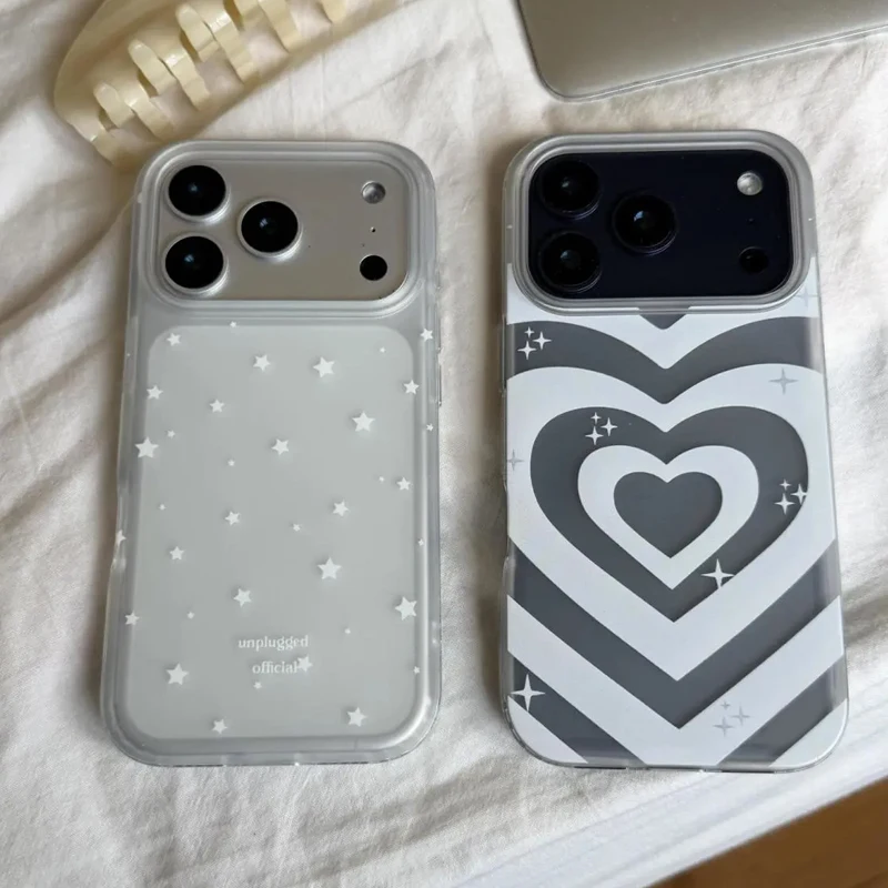 ستار الحب الكورية Ins الكرتون شفافة Y2K لطيف قضية الهاتف آيفون 17 AIR 16 15 14 13 12 11 برو XR ماكس 7 8 زائد غطاء صغير