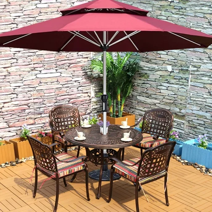 Outdoor fixed parasol Iron umbrella Large umbrella courtyard