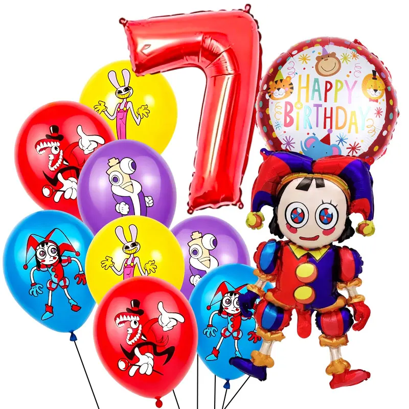 The Amazing Digital Circus Geburtstagsdekoration Tischgeschirr Becher Teller Servietten Ballon-Set Banner Hintergrund Geschenktüten Party-Zubehör – Detail 24