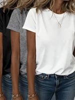 Conjunto de 3 piezas de camiseta de manga corta de color sólido para mujer a la moda