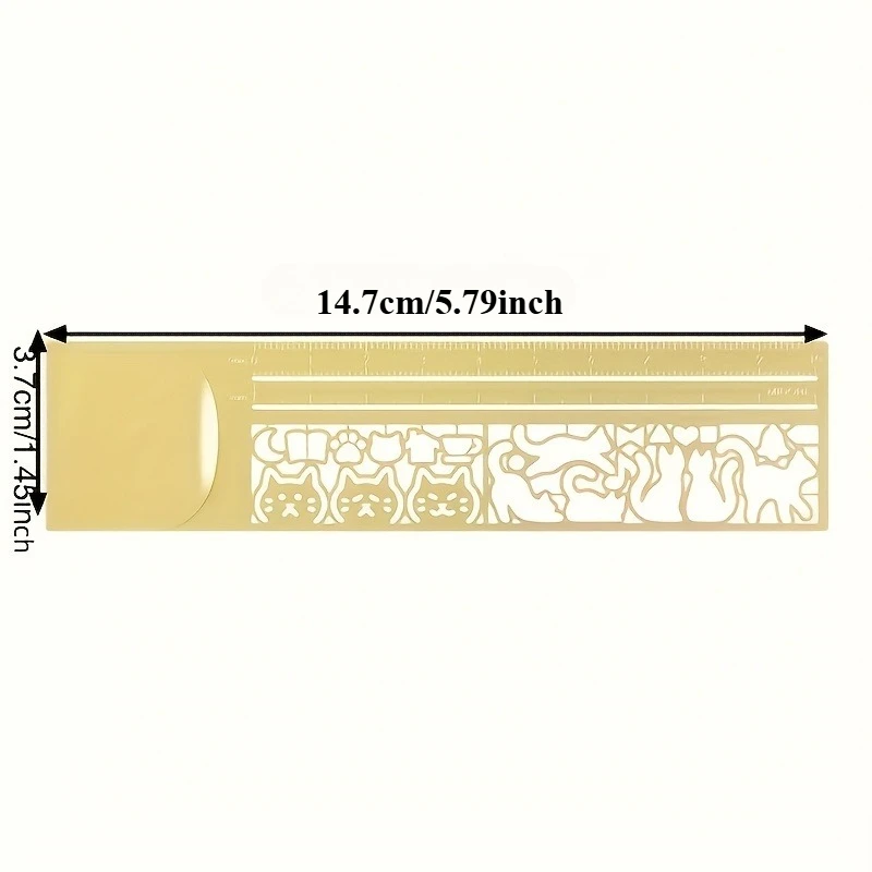 1pc Cute Cat Pattern Double-Sided Bookmark,Ruler|Precise Stationery for Diary,Planning Book,Note Taking-Creative Stationery Tool