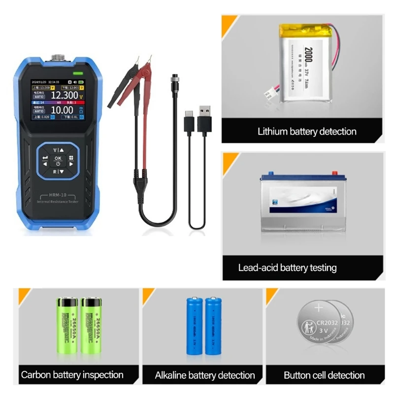 

High Precisions Battery Voltages & Internal Resistance Tester Capacitor Tester for 18650 Lithium Leads Acid Car Batteries M4YD