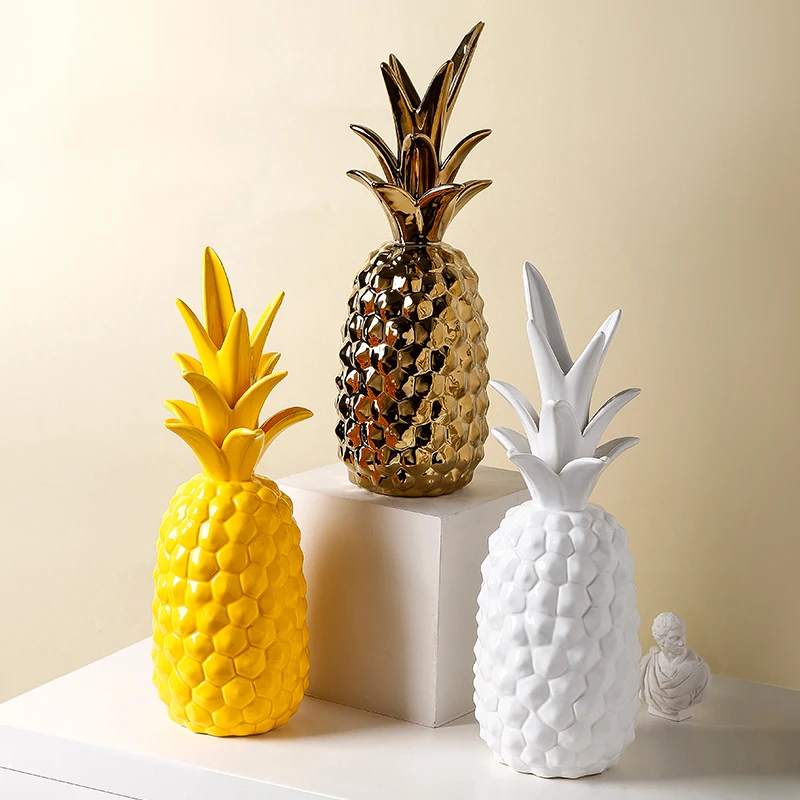 

Nordic Style Light Luxury Golden Pineapple Ceramic Ornaments Home Living Room Soft Decoration Sample Room Decoration Crafts