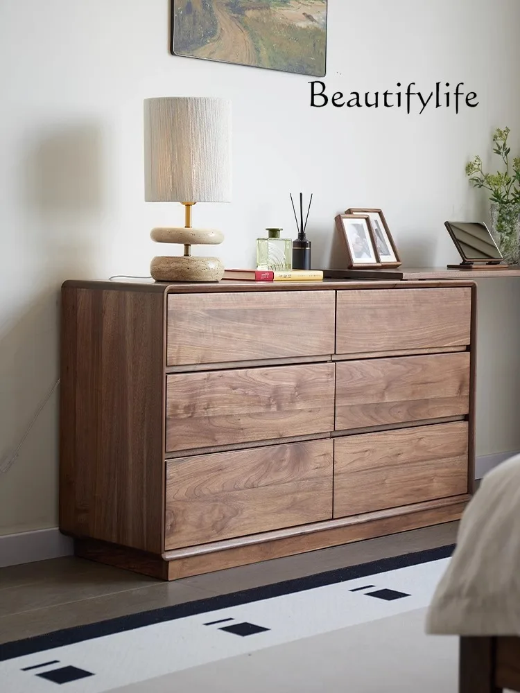 

North American black walnut six chest of drawers integrated dressing table small apartment telescopic storage cabinet