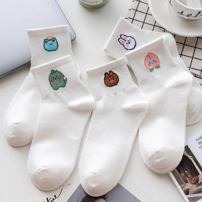 

5 пар/комплект, женские носки с забавным принтом