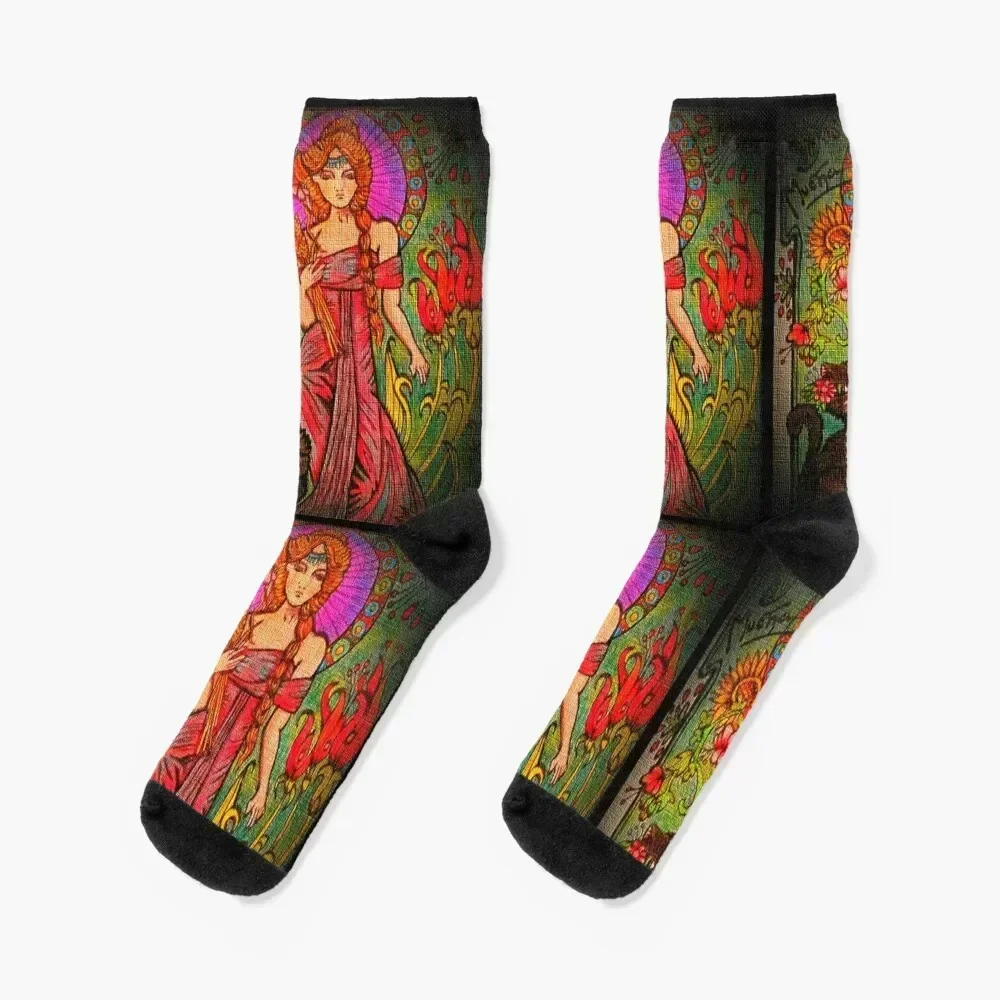 

Woman with Black Cat Socks fashionable Christmas cotton heated Socks Man Women's