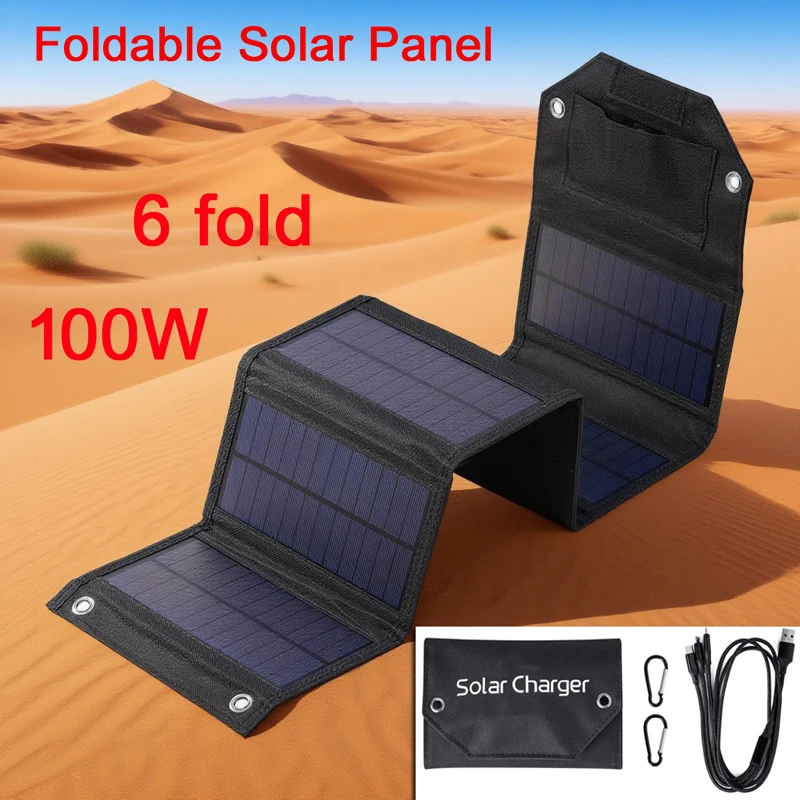 100 W 80 W 60 W faltbares Solarpanel, tragbar, wasserdicht, 5 V USB-Falttasche, Ladegerät, Powerbank für Telefon, Outdoor, Camping