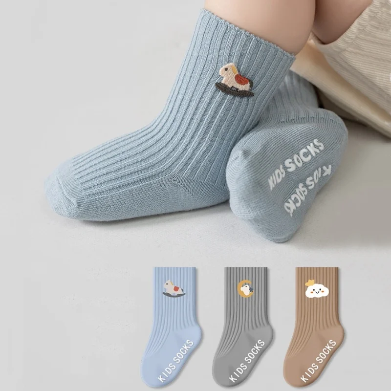 

Cotton Baby Floor Socks For Boys Girls Autumn Winter Kids Cute Cartoon Non Slip Socks Casual Elasticity Toddler Mid Tube Sock