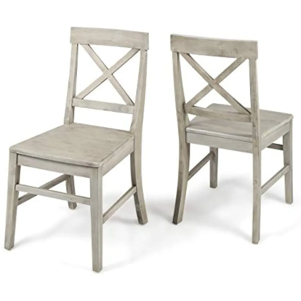 Christopher Knight Home Roshan Farmhouse Acacia Wood Dining Chairs, Light Grey Wash, 21D x 17.75W x 35.5H Inch