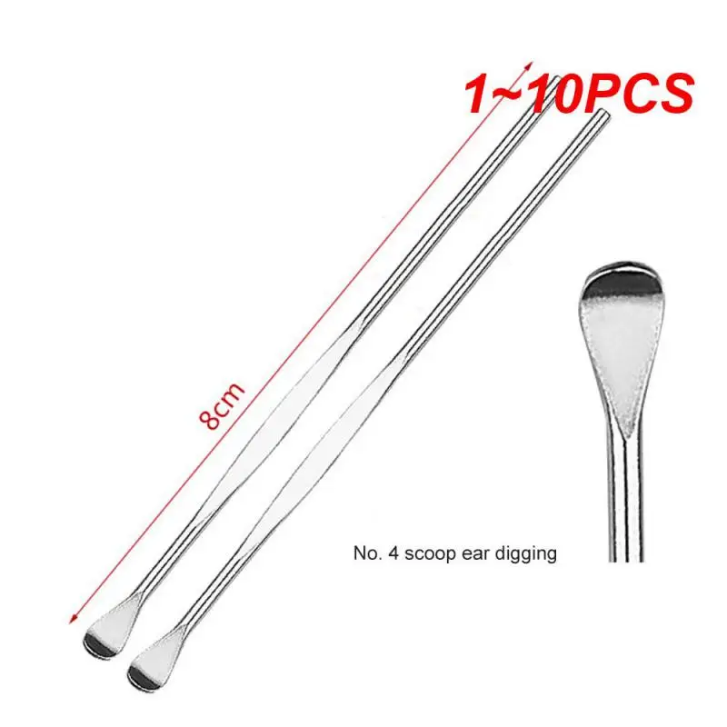 1~10PCS Set Ear Cleaner Kits Cotton Swab Stainless Steel Earpick Ear Wax Pick Curette Remover Spoon Spiral Ear Clean Tool with