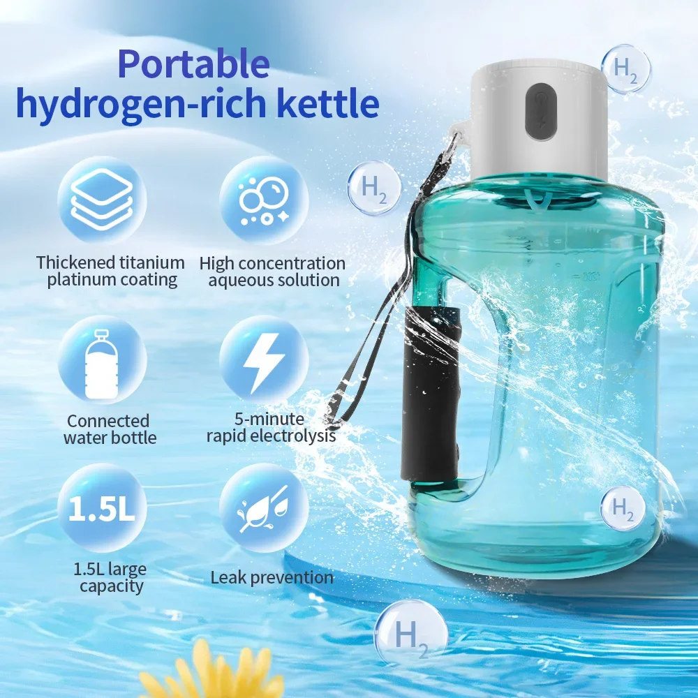 Hydrogen Water Bottle 1.5L Hydrogen Rich Portable Sports Water Bottle BPA Free Rich Molecular Hydrogen Water Generator