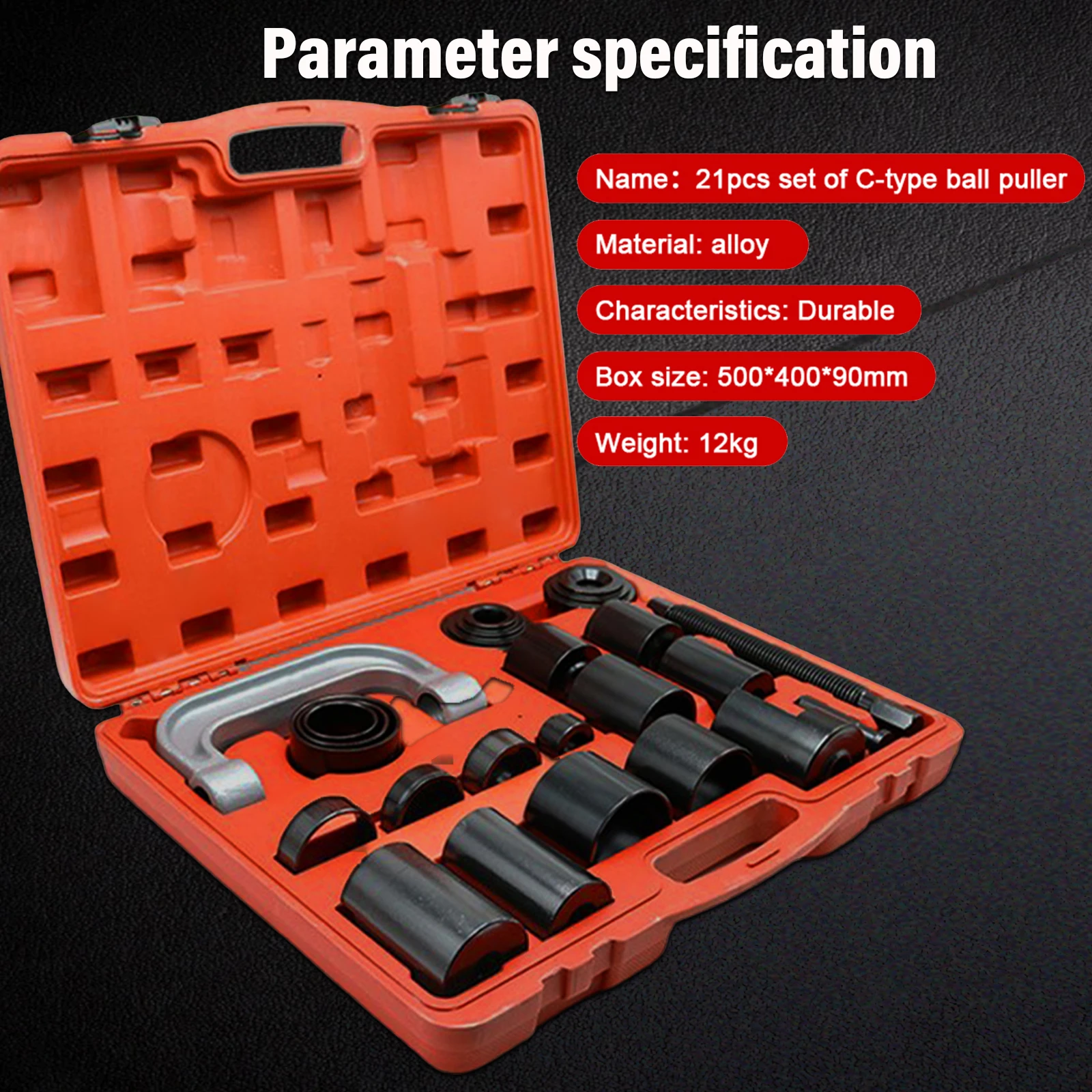 

Инструмент для снятия главного шарового шарнира, 21 шт., с C-образной рамой, сверхмощный тормозной анкерный штифт, U-образный пресс для шарового шарнира для обслуживания транспортных средств