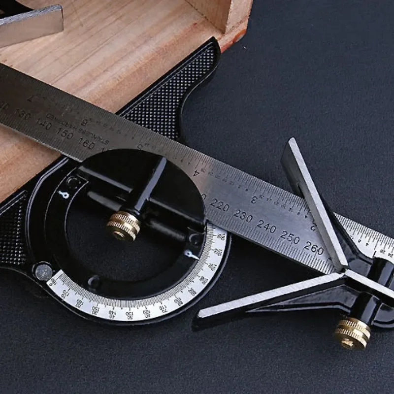 Stainless Steel T Square Angle Ruler Multifunctional Adjustable Sliding Combination Square Ruler Protractor Level Measure Tool