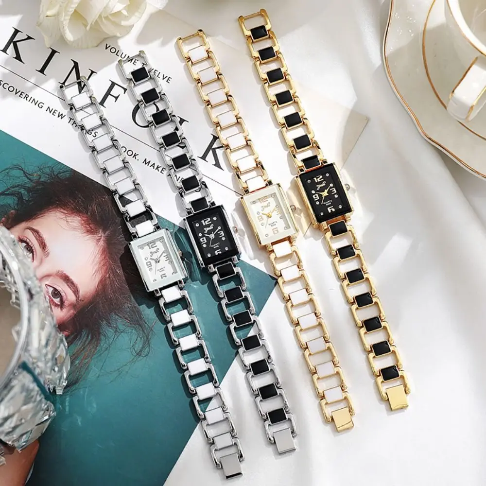 Orologio con cinturino in acciaio inossidabile caldo Orologio da polso al quarzo regalo di lusso da donna Orologio da polso al quarzo quadrato semplice moda studente