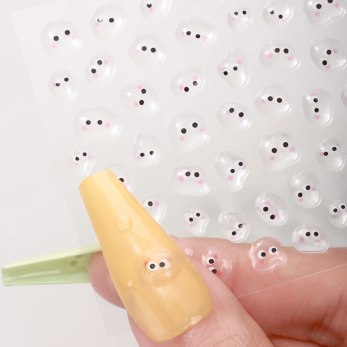

5D Kawaii Transparent Jelly Nail Art Stickers Cute Cartoon Reliefs Self Adhesive Nail Stickers DIY Manicure Decorations Decals