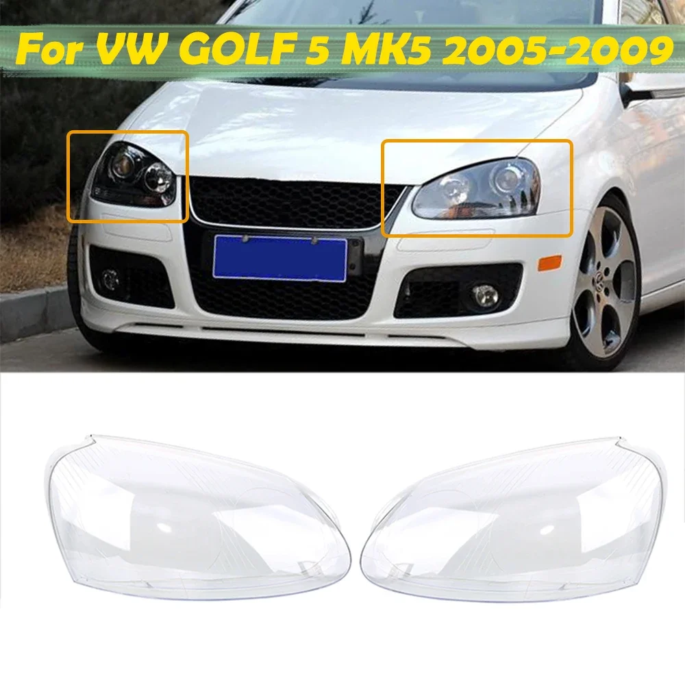 Left Right Side Headlight Lens Cover Shell For VW GOLF 5 MK5 2005 2006 2007 2008 2009 Headlight Lens Head Lamp Glass Cover