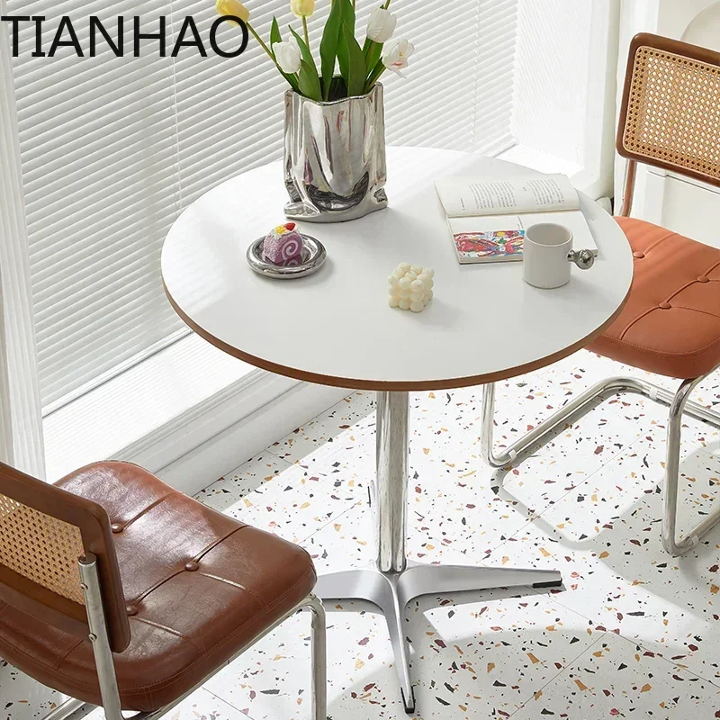 BrandOutdoor Luxury Dining Table Round Legs Metal Small Modern Coffee White Dressing Mesas De Comedor Home Furniture