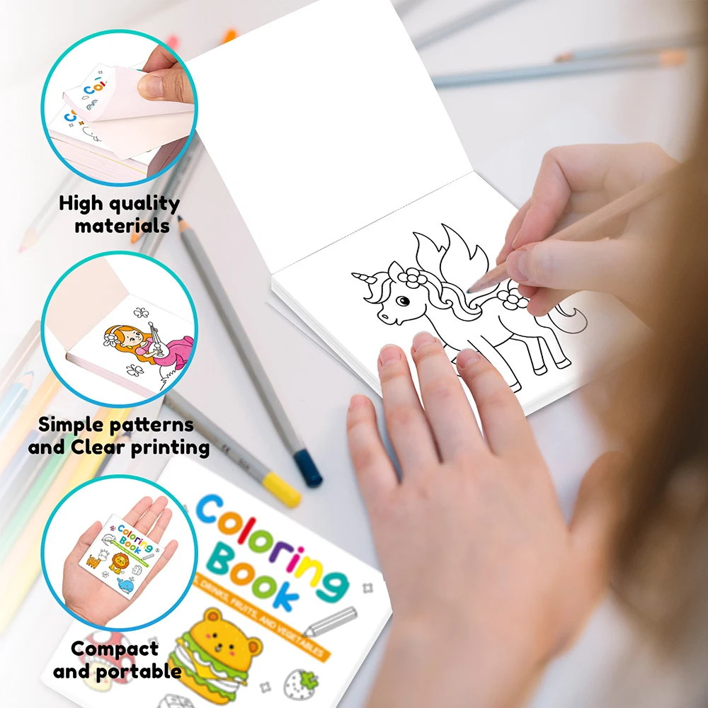 50 Sheets Mini Coloring Book Cartoon Convenient Mini Graffiti Book Coloring Book image 4