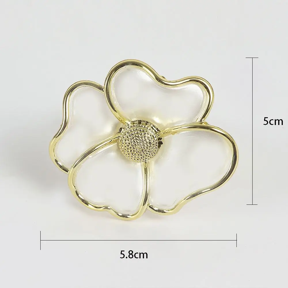 6 pcs Gold, White Flowers Napkin Ring Holders Acrylic 2.3'' Phnom Penh Flower Napkin Button Flower Flower Shaped Napkin Ring - view 6