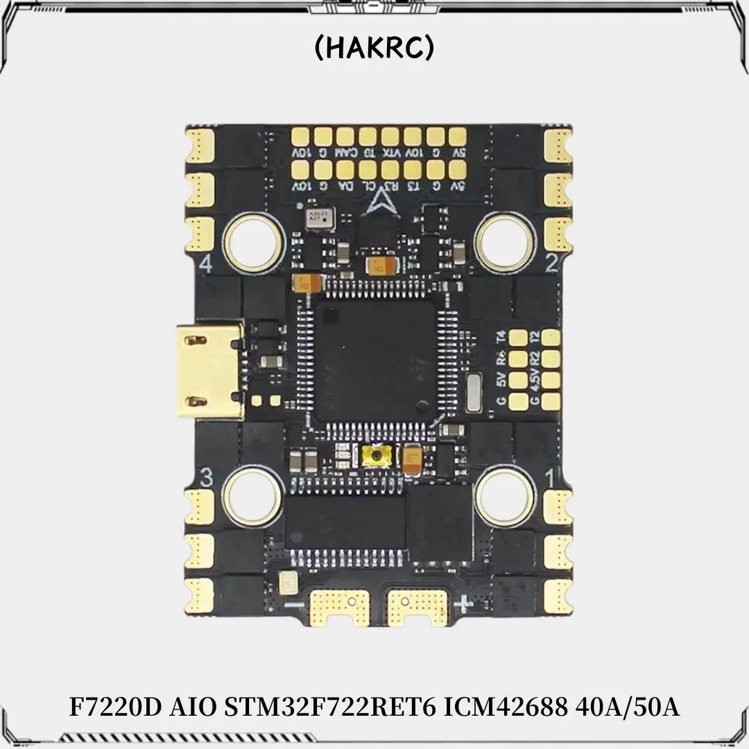 Hakrc f7220d f722 aio f7 controlador de vôo 32bit 40a/50a 4in1 esc 2-6s com duplo bec osd para rc fpv palito cinewhoop drone