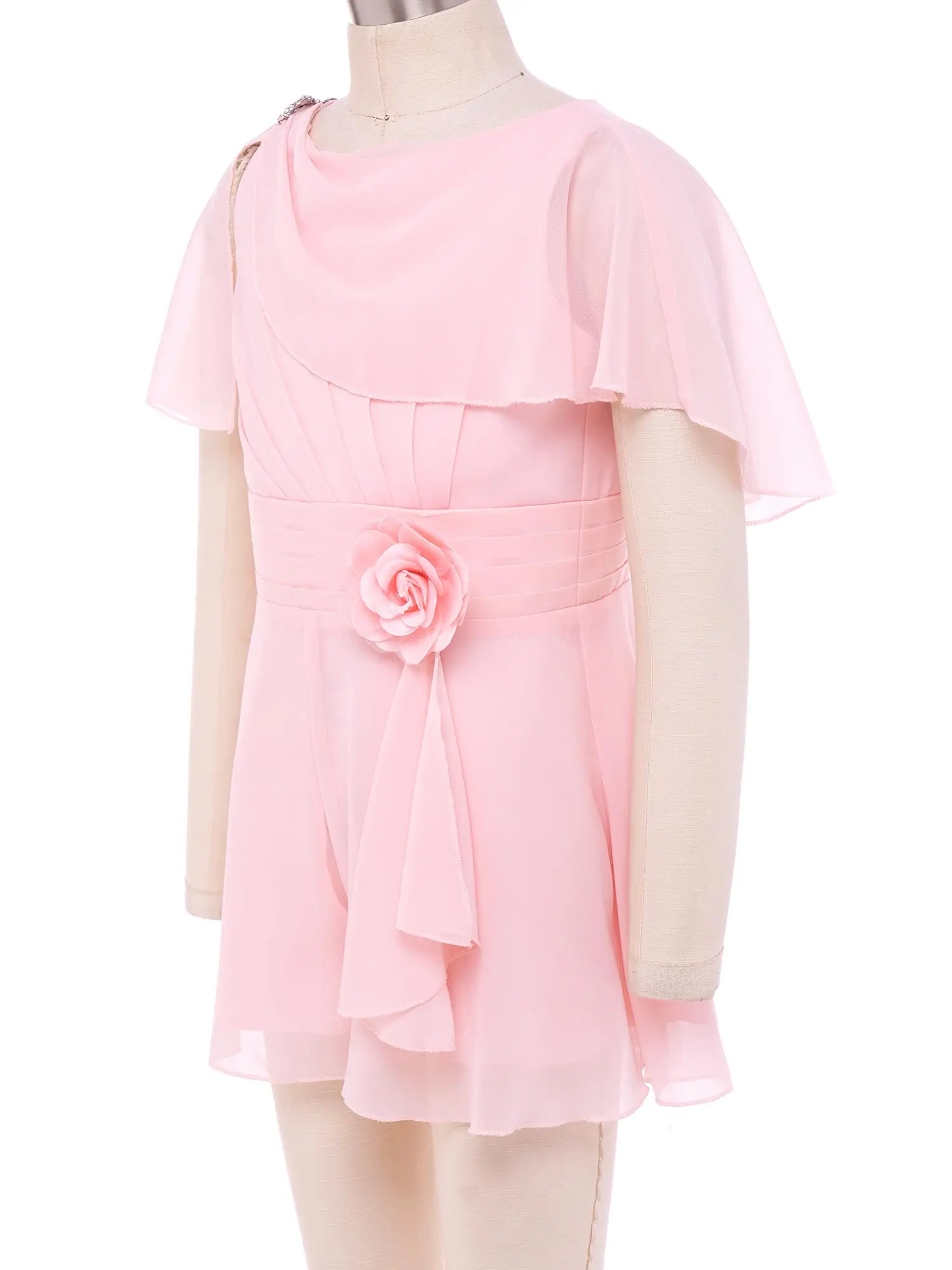 Kids Lyrical Dance Costume Sequin Romper Chiffon Jumpsuit Girls Ballroom Modern Dance Wear for Pageant Birthday Party Rompers
