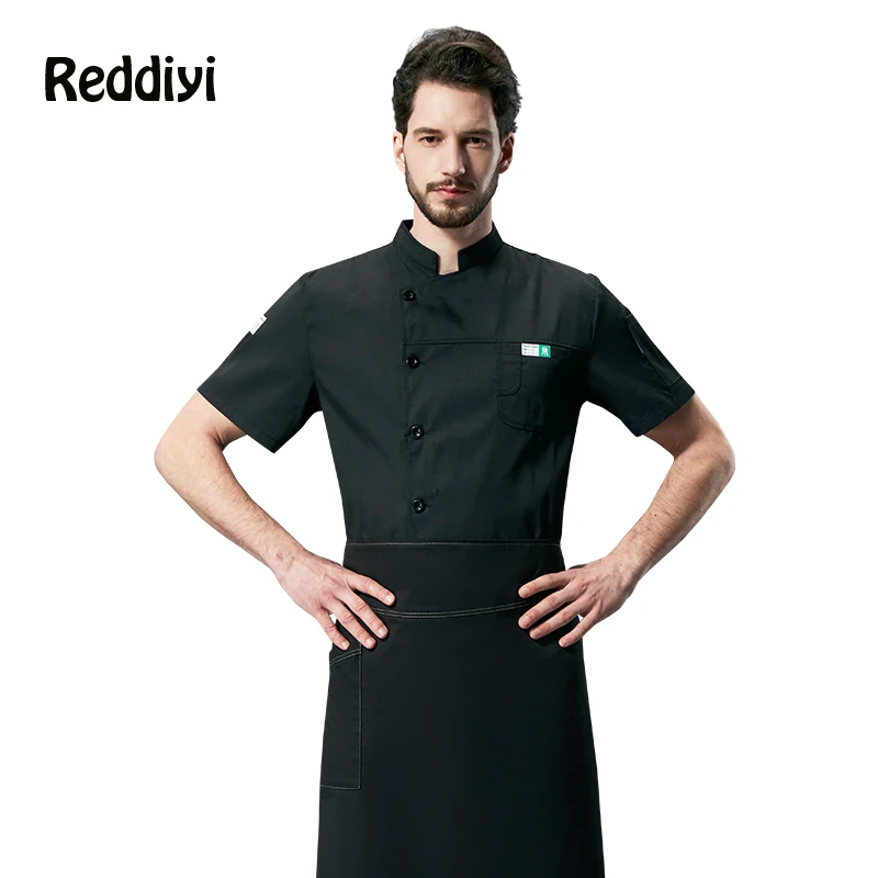 Restaurant Full-Breathable Mesh Chef Jacket Summer Women's Thin Kitchen Overalls Hotel Waiter Uniform Men's Short-Sleeved