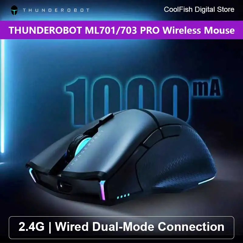 New ThundeRobot ML701/703 Pro Esports Mouse Wireless Dual Mode Mouses RGB Long-endurance Rechargeable Programmable PC Accessory