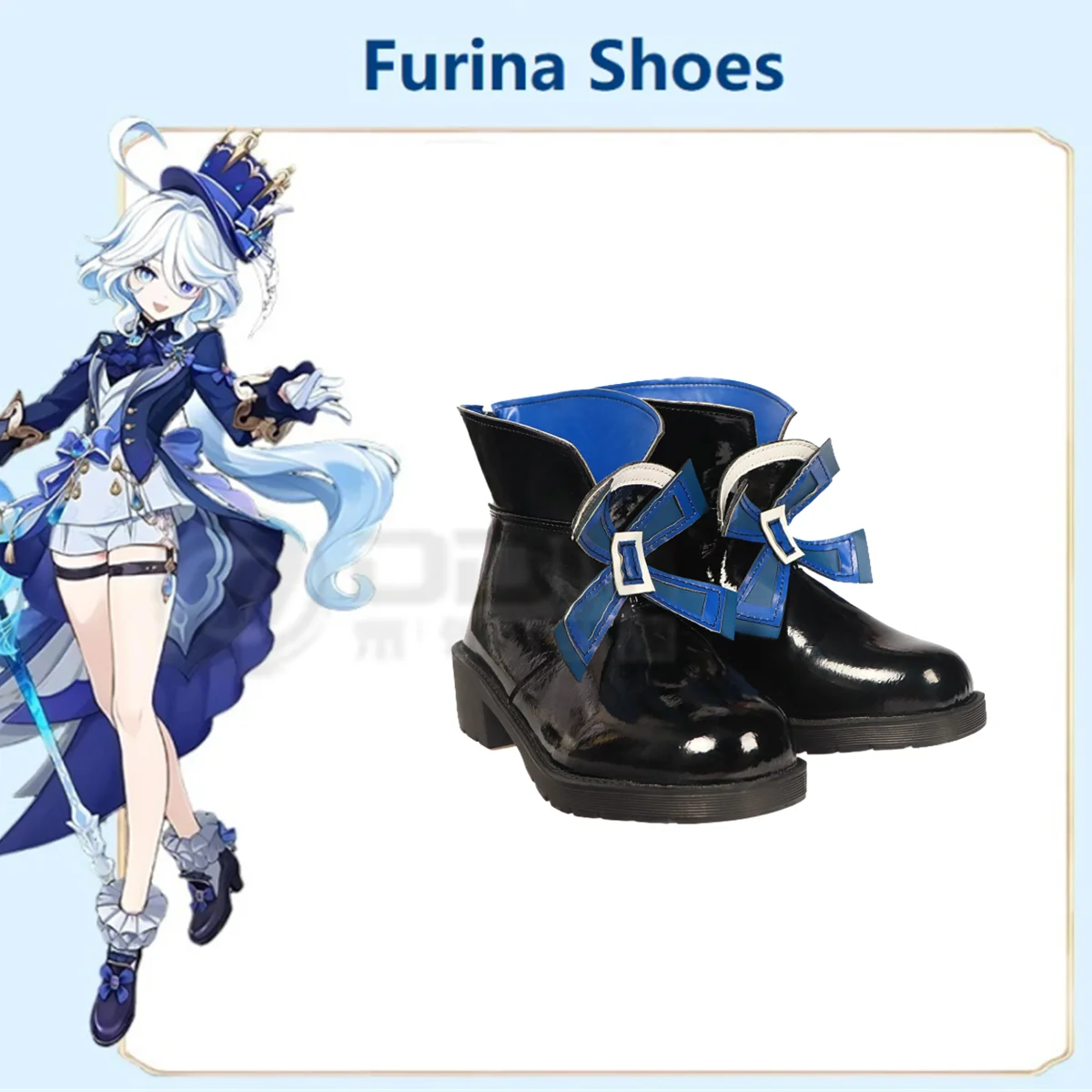 Furina-Genshin Impact Cosplay Sapatos para Mulheres, Focalors High Heel Outfits, Cosplay