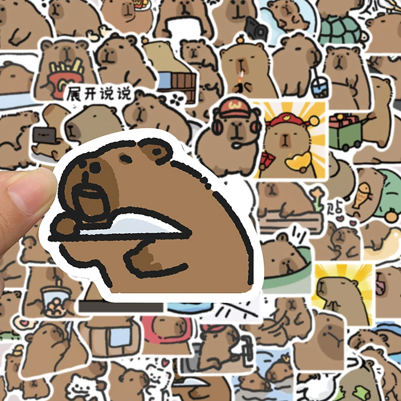 62Pcs Cute Stickers Capybara Water Bottle Notebook Sticker Laptop Car Motorcycle Aesthetic Decals Skates Phone Case