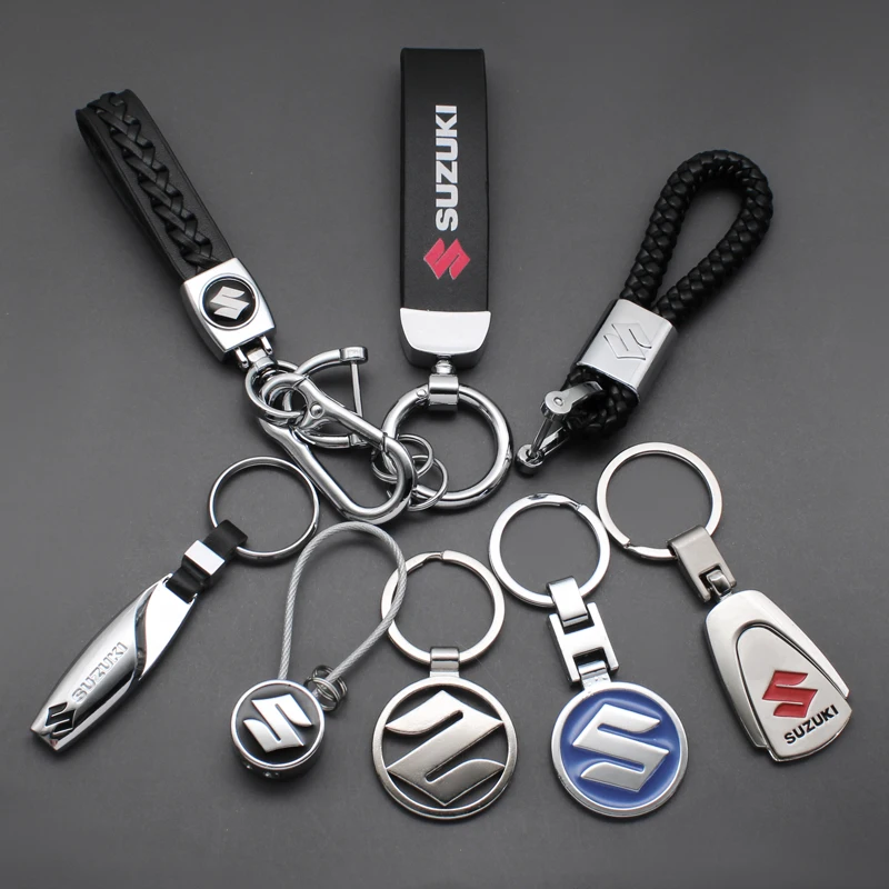 3D Metal/Leather Suzuki Car Logo Badge Keychain For Swift SX4 Alto Grand Vitara Jimny Baleno Key Chain Key Rings Auto Accessorie