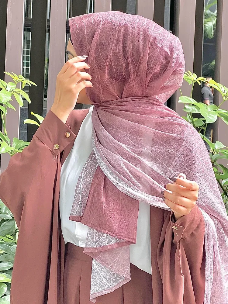 New Summer Gradient Lace Scarf Hijabs for Women Breathable Wave Hand-painted Tulle Scarf Bag Head Scarf Cover Yarn Elastic Shawl