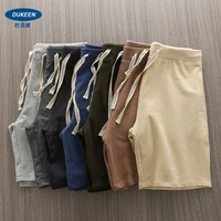 DUKEEN Pantalones cortos de verano para hombre, pantalones de chándal de tela de rizo, pantalones de chándal de algodón de Color sólido, pantalones sueltos informales de cinco puntos para hombre
