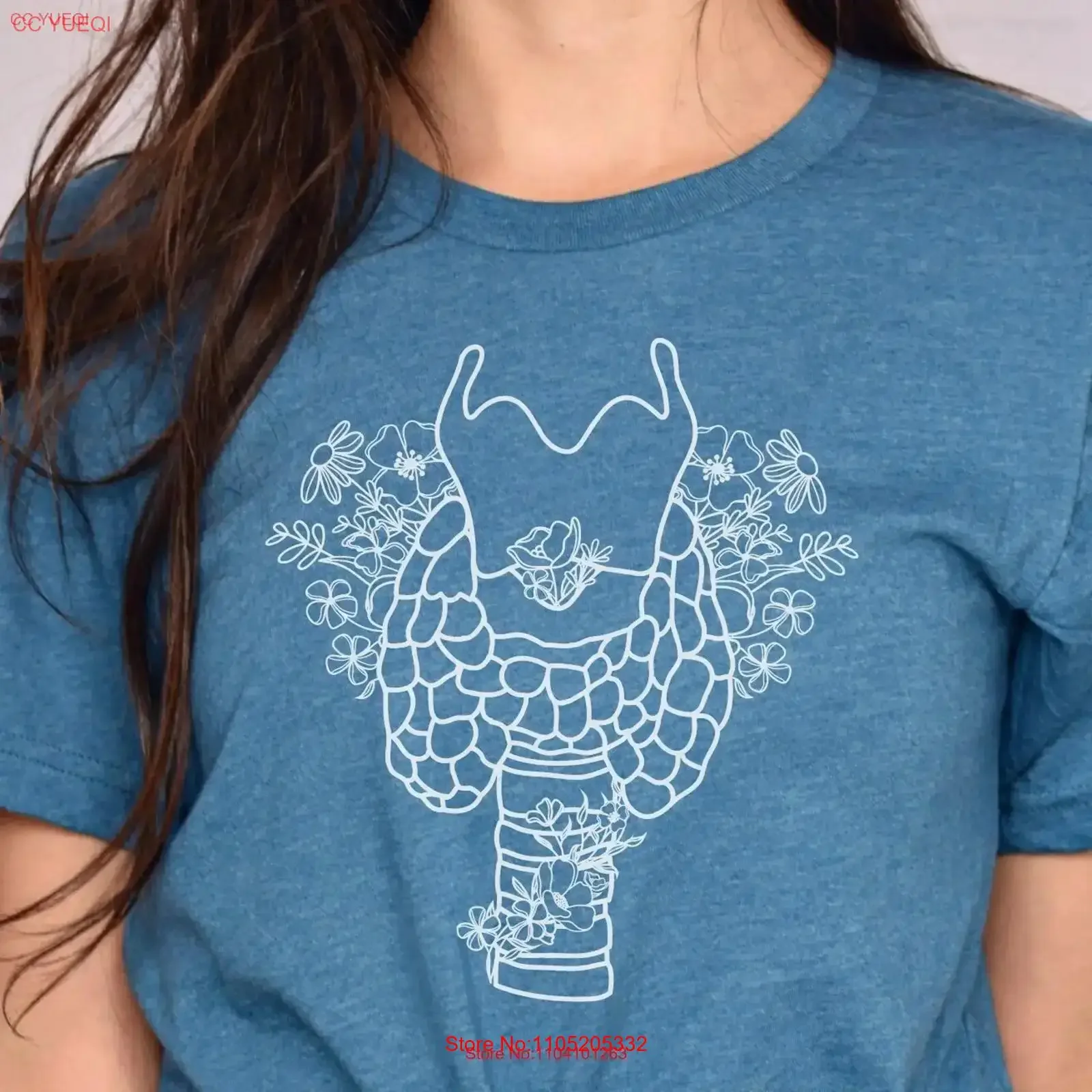 Thyroid T Shirt Floral Anatomy Hypothyroidism Graves Disease Cancer Hyperthyroidism Endocrinology vintage Washed Unisex Soft
