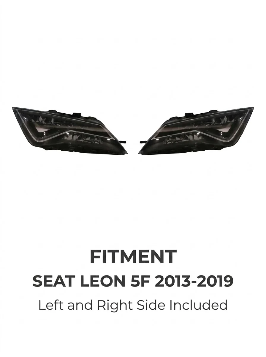 Full LED Headlights for Seat Leon 2013-2019 MK3 Facelift High Spec, Plug and Play Direct Fit, No Adapter Needed, OEM Style Pair