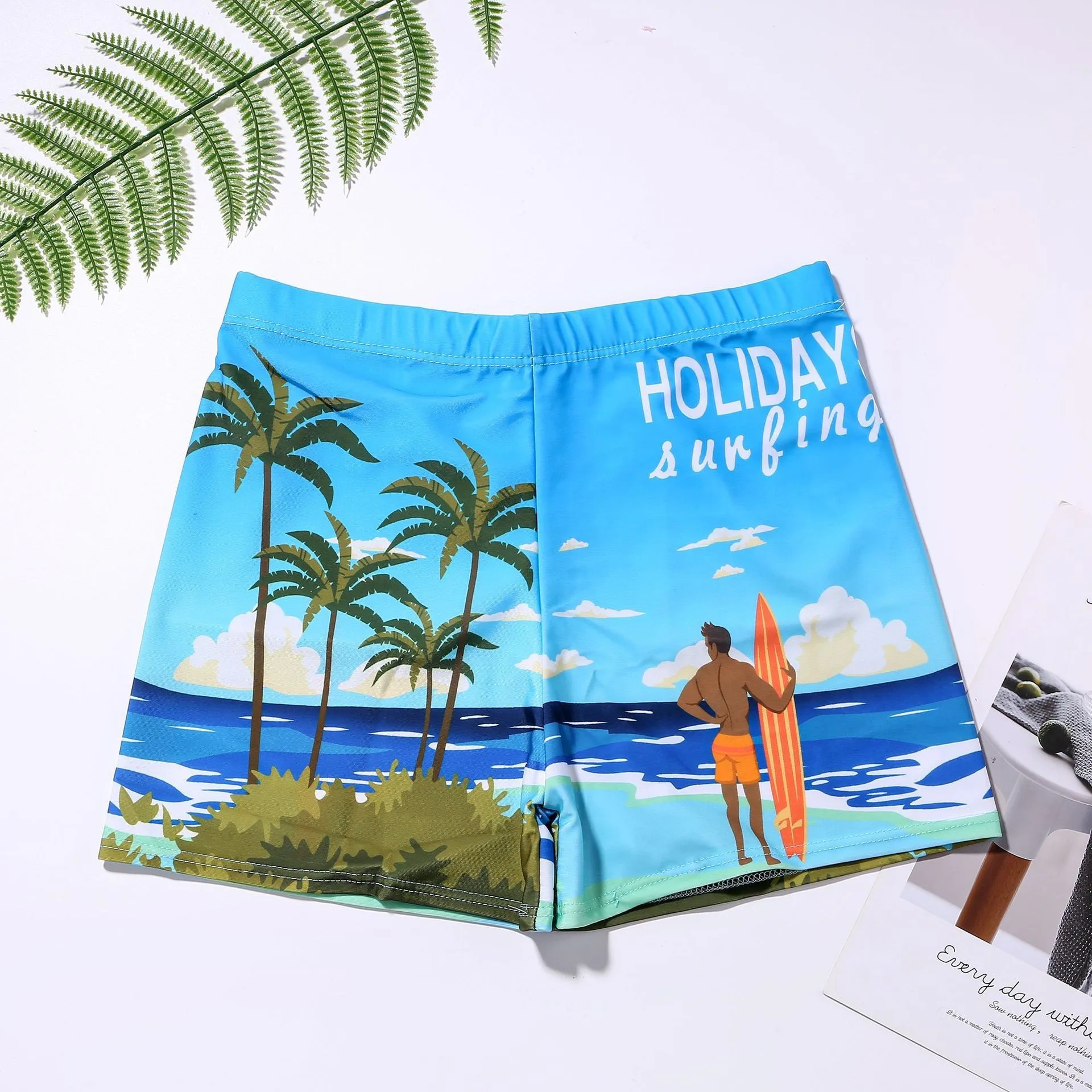 Men Swim Trunks Quick Dry Anti Embarrassment Square Cut Professional Swimming Shorts for Beach Pool