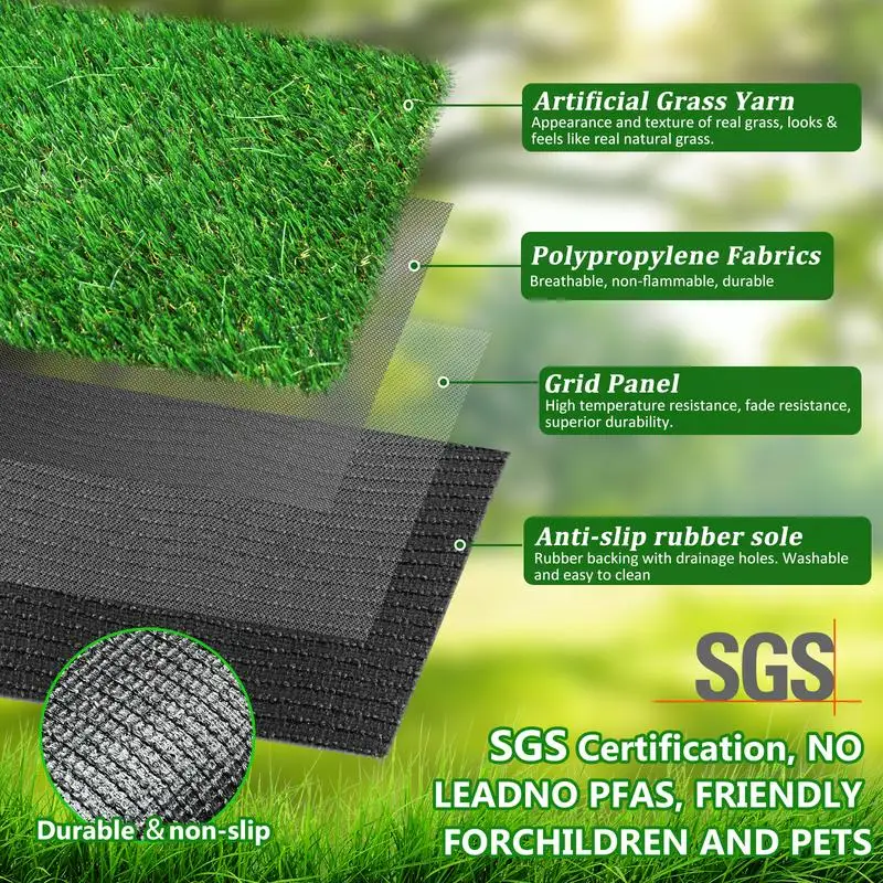 Alfombra de césped artificial para exteriores de 6 pies x 9 pies, rollo de césped realista grueso para patio, balcón, jardín, césped, estera de drenaje agradable para mascotas,