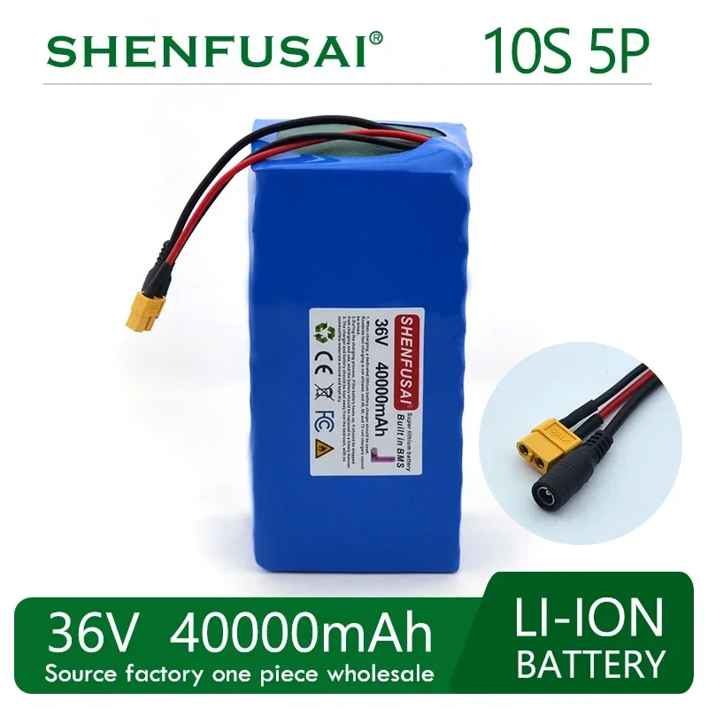 18650 high-power lithium-ion battery pack 10S5P 36V, suitable for electric bicycles, scooters, BMS + 42V 3A chargers