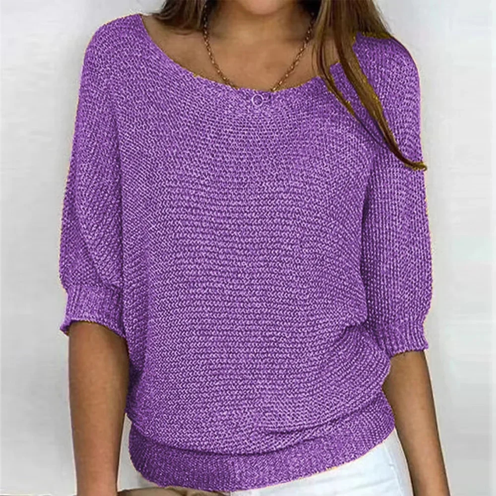 Jumpers feminino roxo outono inverno primavera suéteres três quartos manga camisola jumpers elegante streetwear y2k topos curto jumper