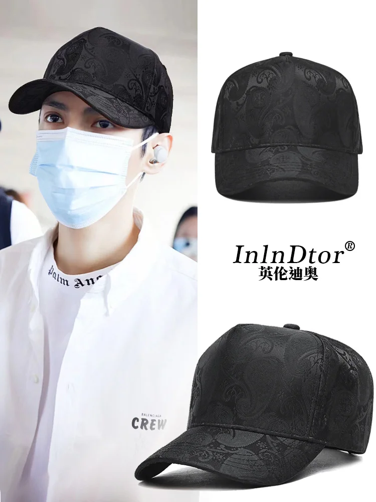InlnDtor new simple cashew print embroidery big head girth men\'s baseball cap fashion casual sunscreen visor hat women
