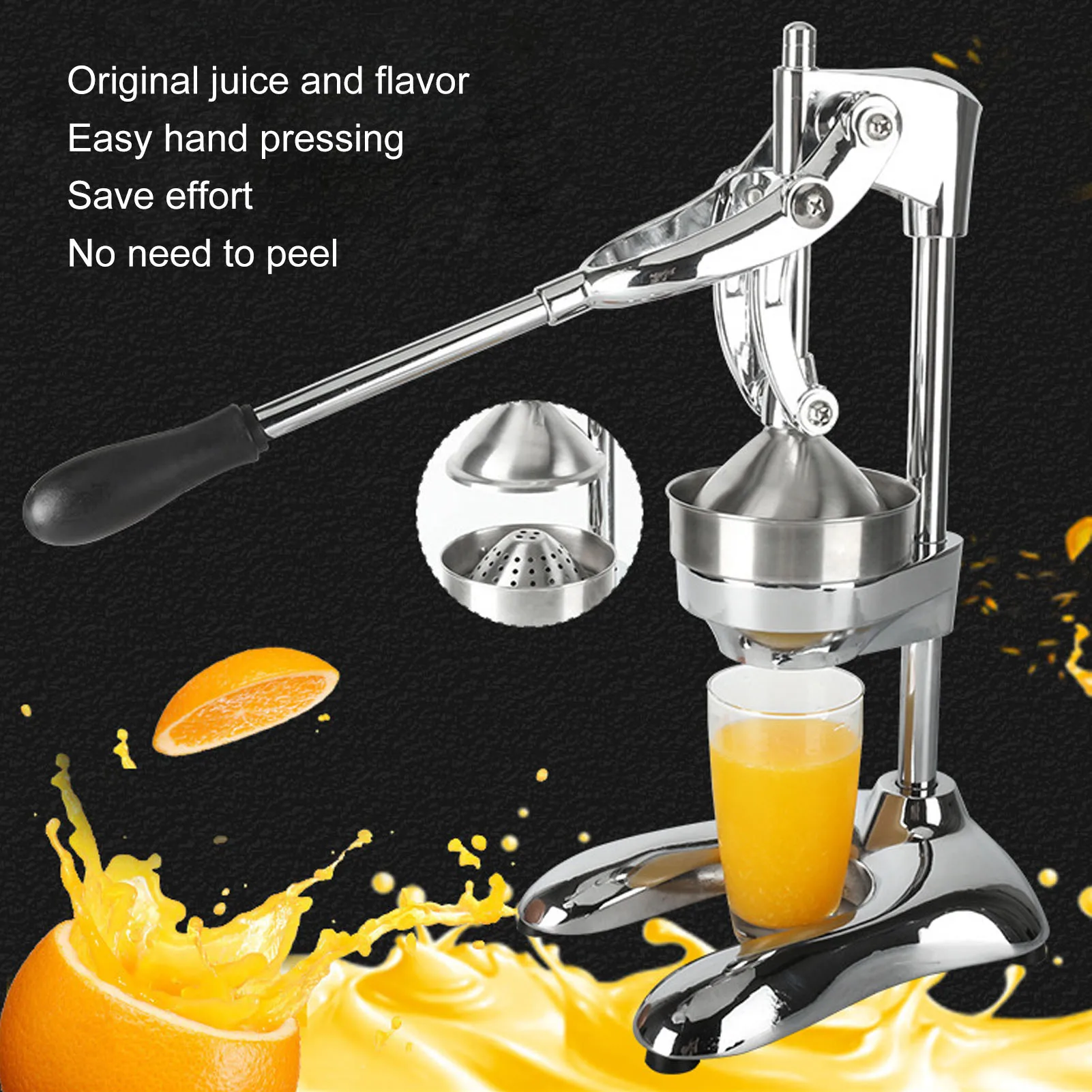 Manual Fruit Squeezer Stainless Steel Press Juicer Separate Design Hand Press Juicer with U-Shaped Base