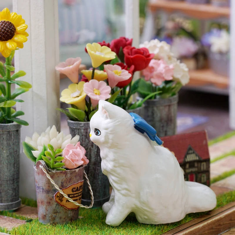 Sunshine Greenhouse Cottage Figurines DIY Wooden Miniatures Kits Assembled Houses Casa Friends Birthday Gifts Home Decor Crafts