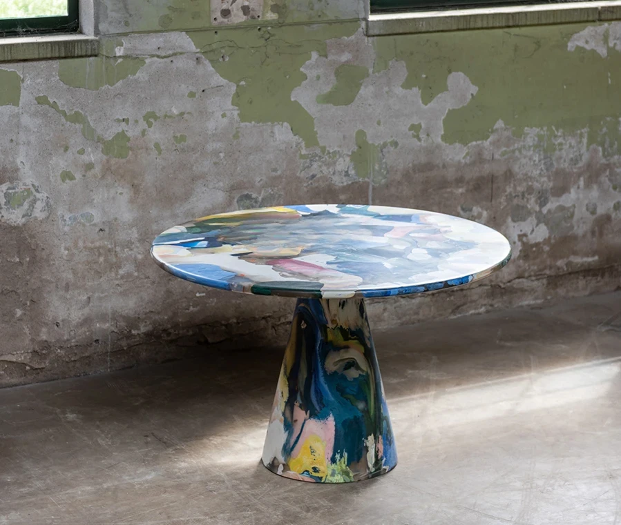 m Corner Dutch Artist Fiberglass Hand Painted Graffiti round Dining Table Creative Slightly Luxury Melting Pot Personalized m