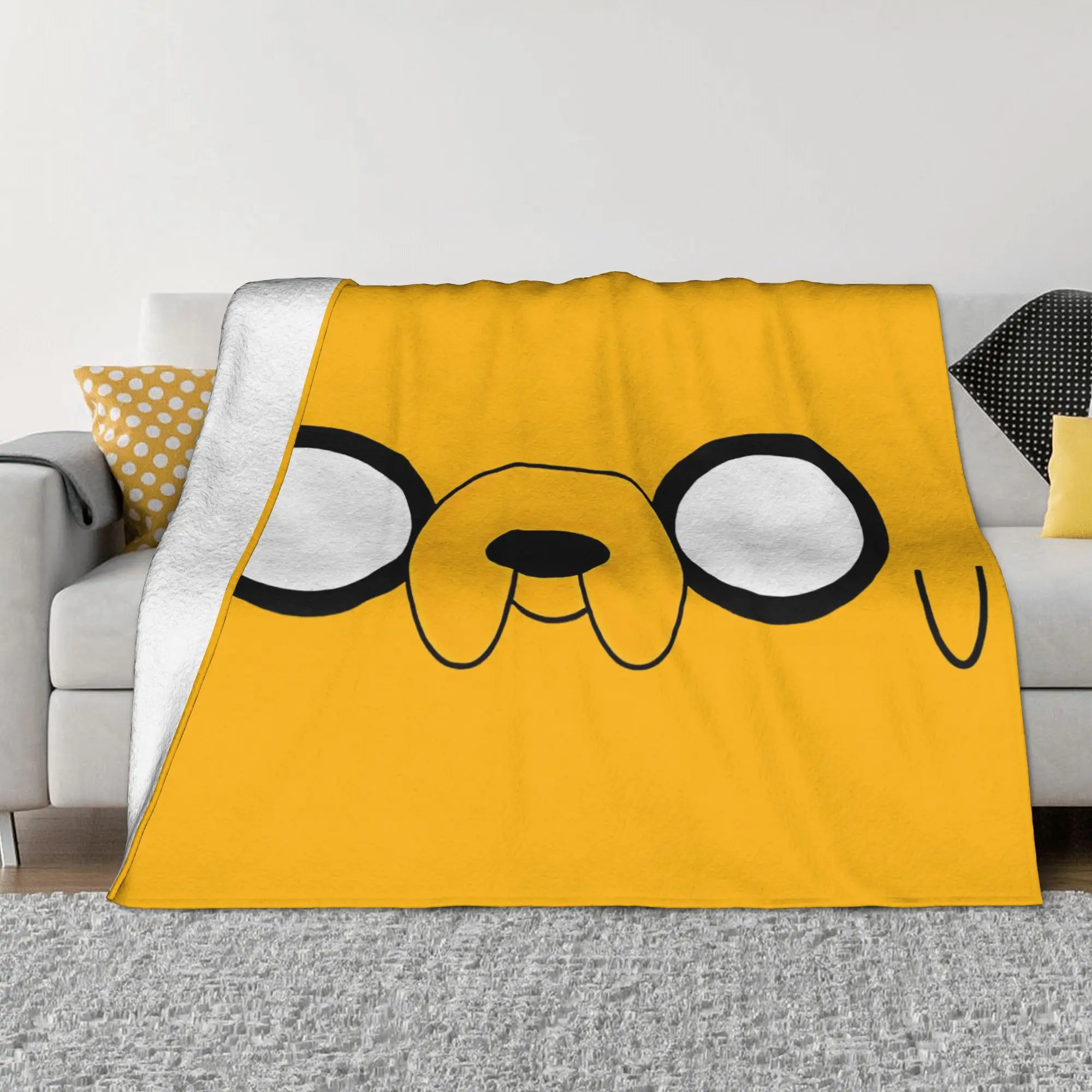 Adventures Time Jake Eyes Fleece Throw Blanket Cartoon Anime Blankets for Bed Travel Super Soft Bedspread