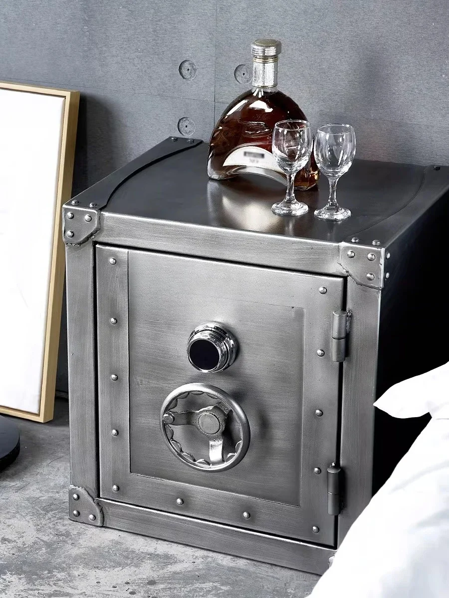 Personalized and creative industrial wind cabinet wrought iron bedside table with lock bedside cabinet
