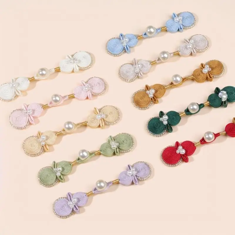 1Pair Chinese Knot Button Cheongsam Buttons Tang Suit with Faux Jade Bead Knot Fastener DIY Handcraft Clothing Accessory