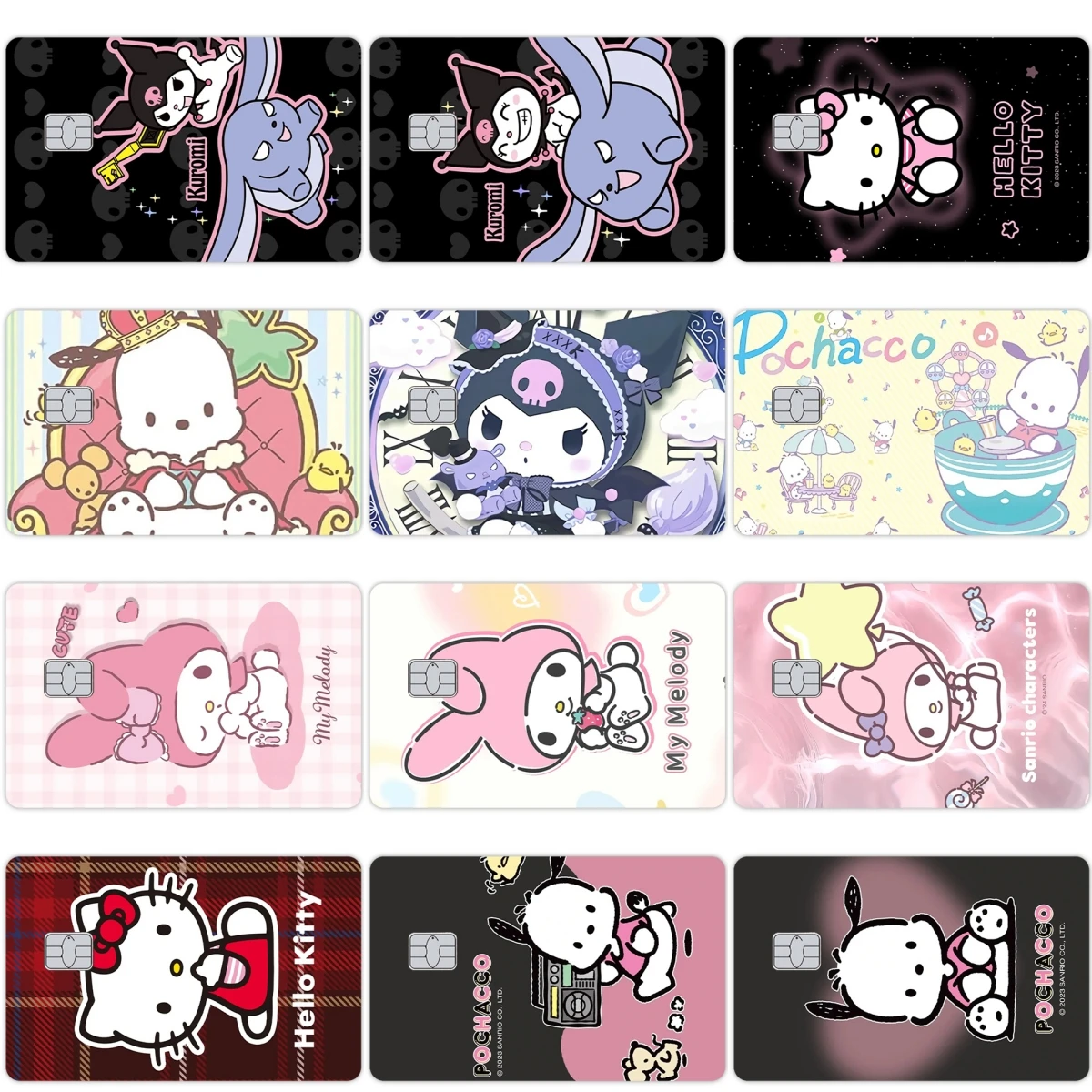 

Diy Anime Credit Card Stickers Pochacco Kuromi My Melody Cartoon Y2k Debit Decoration Bank Bus Pass Card Anti-scratch Film Skin