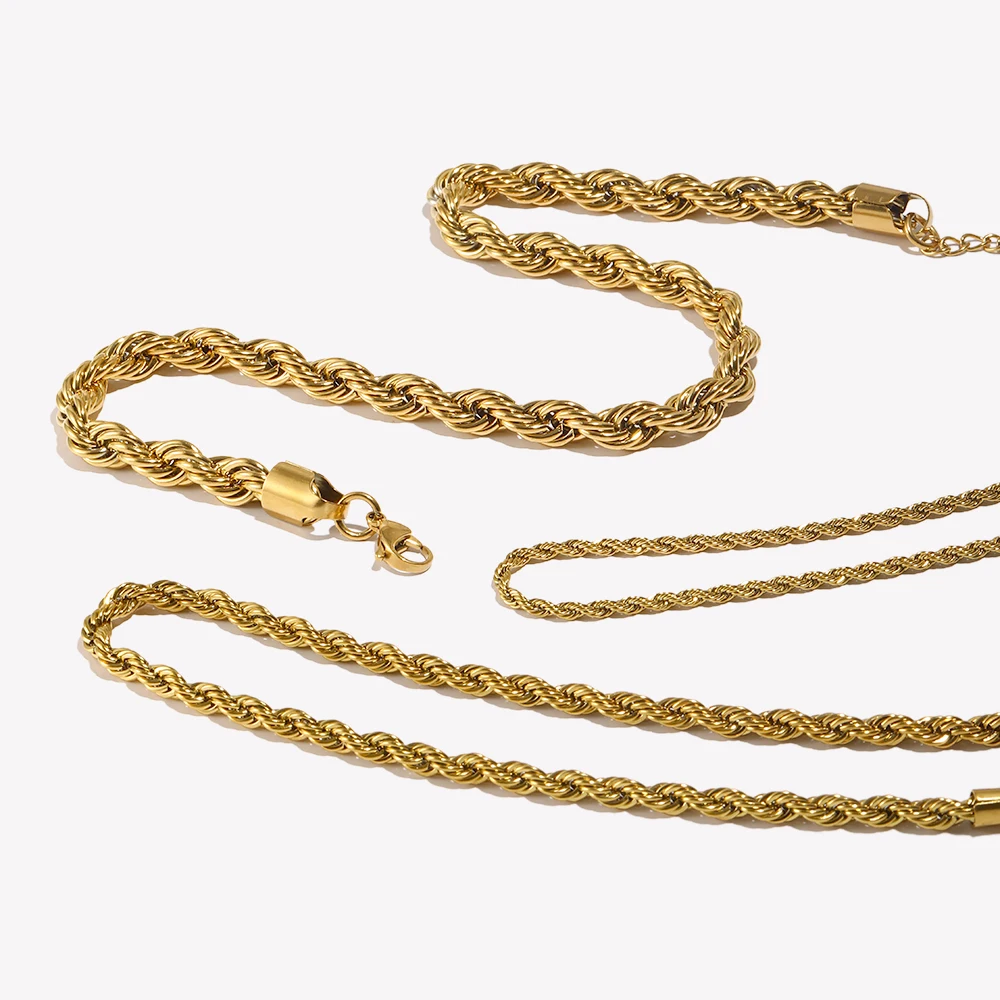 E.B.belle Minimalistyczny podstawowy złoty kolor skręcony łańcuszek Choker naszyjniki dla kobiet biżuteria ze stali nierdzewnej złoty naszyjnik — zdjęcie 3